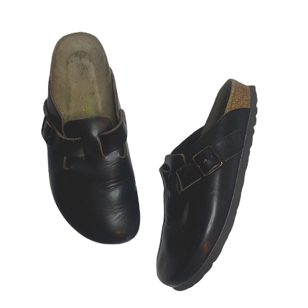 BIRKENSTOCK Women’s Boston Buckle Leather Slide SZ 38
